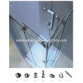 Sistema de porta de chuveiro de vidro deslizante de aço inoxidável Frameless de 90 graus